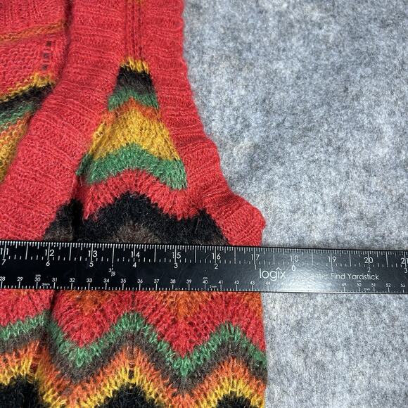 Vintage Zoul Sweater Vest Womens Large Multicolored Cheveron Hippie Mohair - Picture 3 of 8